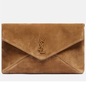 Saint Laurent Tan Suede Clutch